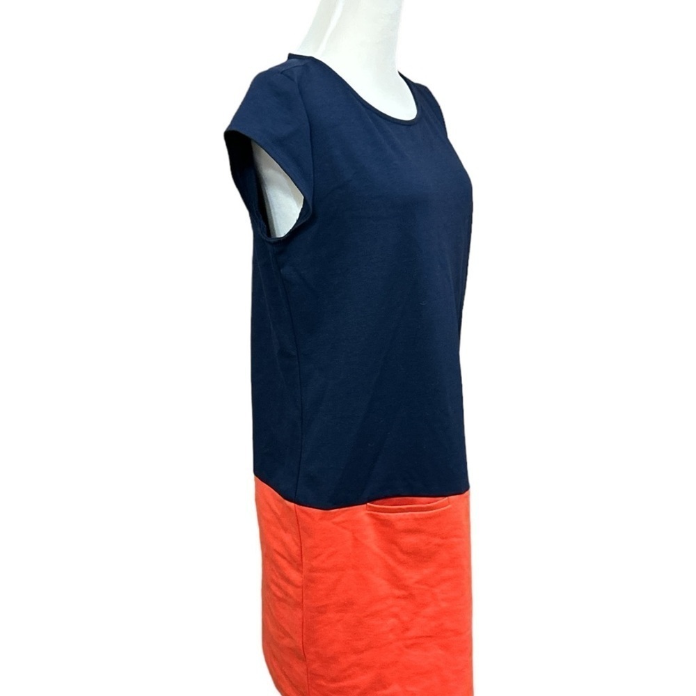 Lord & Taylor Women’s Size Medium Navy/Red Color Block Knee-length Dress Pockets - Picture 3 of 6